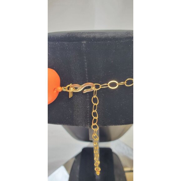 Vintage Kenneth Lane Orange Chunky Lucite Necklace Signed 1980's - Picture 6 of 14